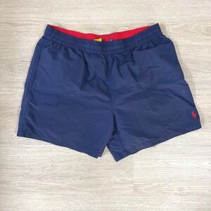 Polo Ralph Lauren Swim Trunks Mens XL Navy Blue Red Pony Embroidered Mesh Lined